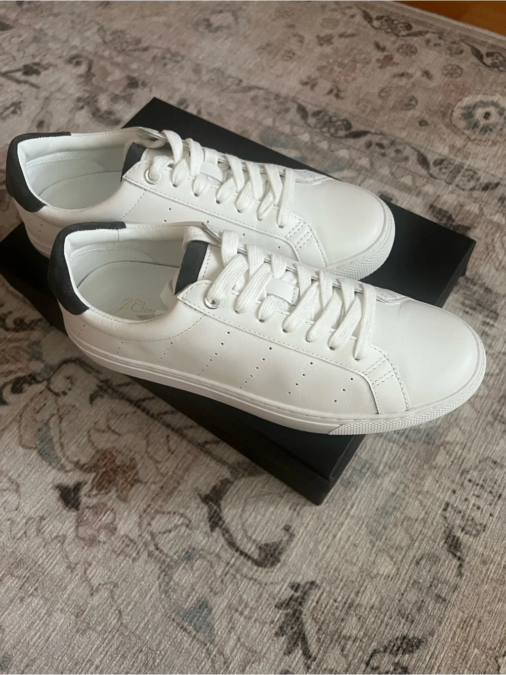 J. Crew Saturday Leather Sneakers with Suede Dark Slate Heel Tab